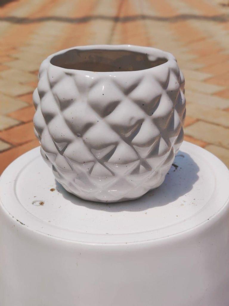 6 Inch White Ceramic Pineapple Pot