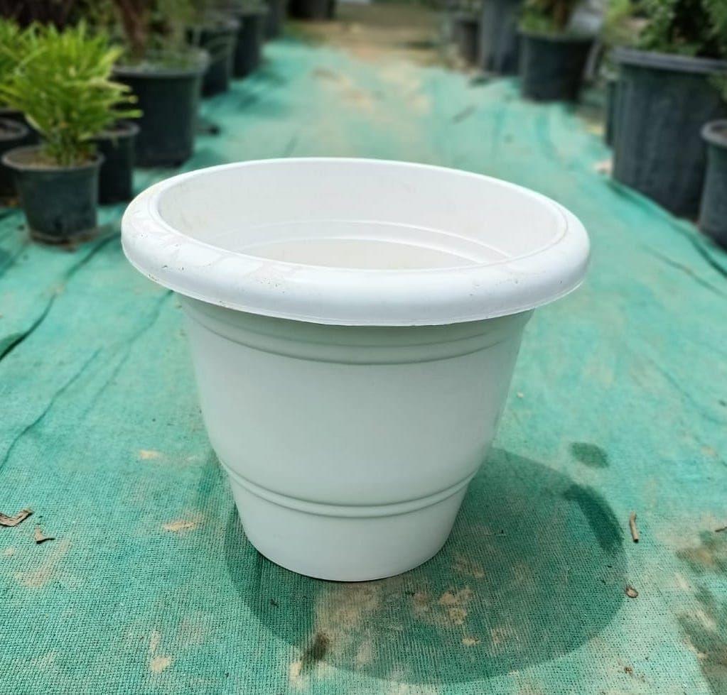 14 Inch Pot - White Plastic Planter