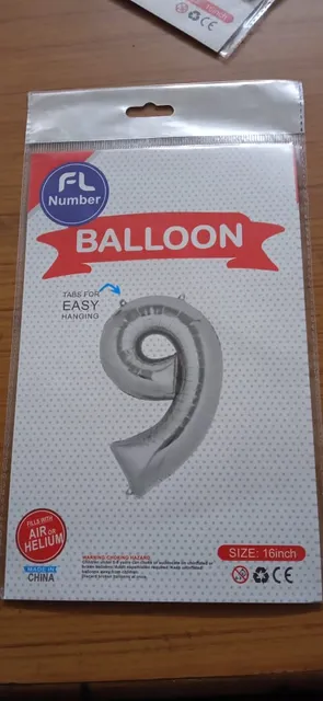 foil number balloon (9) silver