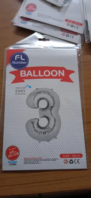 foil number balloon (3) silver