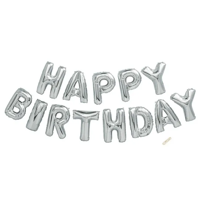 happy birthday foil balloon silver