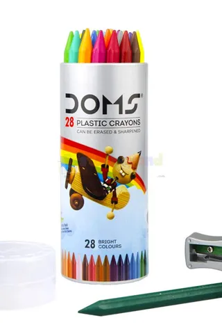 Doms plastic crayons 28 shades tin pack