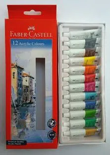 Faber Castell ऐक्रेलिक रंग 12 शेड 9 ml