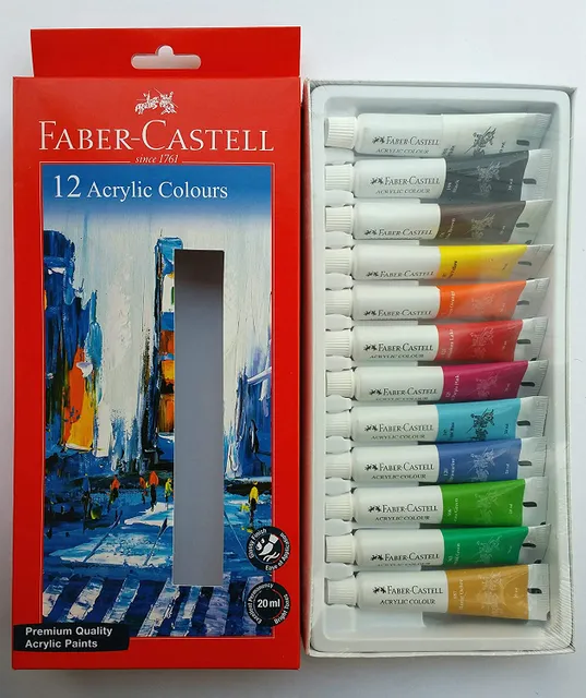 Faber castell acrylic colours 12 shades 20 ml