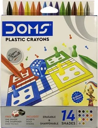 Doms plastic crayons 14 shades box