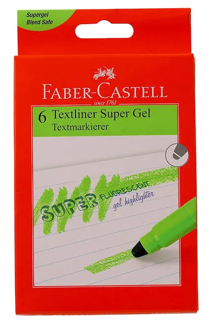 Faber castell gel textliner green pack of 6