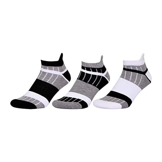 NIVIA Anklet Stripes Sports Socks (Pack of 3) Black, White, Grey - Freesize