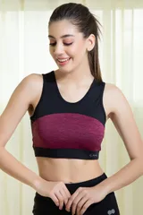 Clovia Medium Impact Padded Non-Wired Racerback Bra with Removable Cups - Quick-Dry