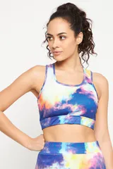 Clovia Medium Impact Padded Non-Wired Sports Bra with Removable Cups - Moisture Wicking