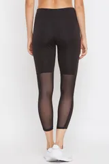 Clovia Activewear Ankle Length Tights in Black- Quick-Dry
