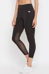 Clovia Activewear Ankle Length Tights in Black- Quick-Dry