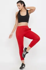 Clovia Activewear Ankle length Tights Red- Quick-Dry