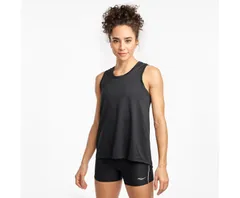 Saucony Women's Rerun Black Sleeveless Running Top - Quick-Dry