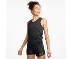 Saucony Women's Rerun Black Sleeveless Running Top - Quick-Dry