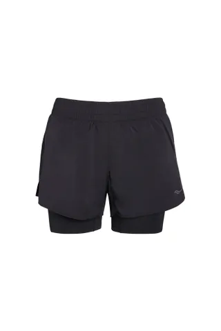 Saucony Women's Rerun 4" 2-1 Black Running Short - Quick-Dry