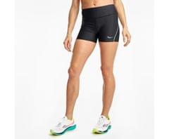 Saucony Women's Fortify 3" Black Running Hot Short - Quick-Dry