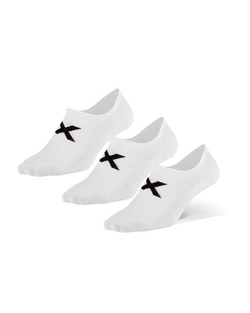 2XU Unisex Invisible Socks White/Black - Pack of 3