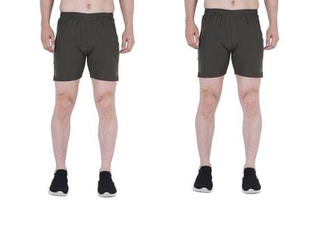 NAVYFIT Men's Running, Gym, Yoga, Sport Shorts (MRS01) (Pack of 2) Olive Green