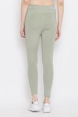 Clovia Activewear Ankle Length Tights in Sage Green - Quick-Dry