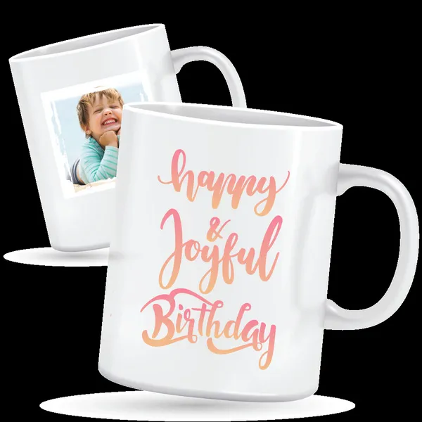 Joyful birthday wishes colorful birthday mug