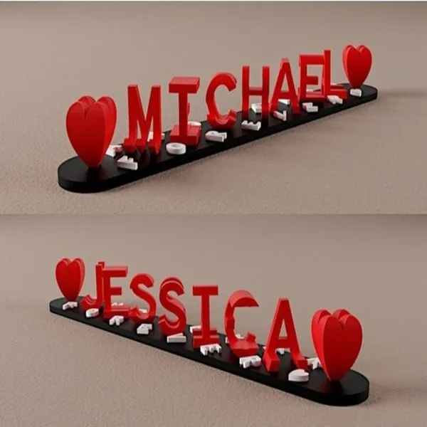 Custom 3D Personalized Dual Flip Name Illusion Table Piece