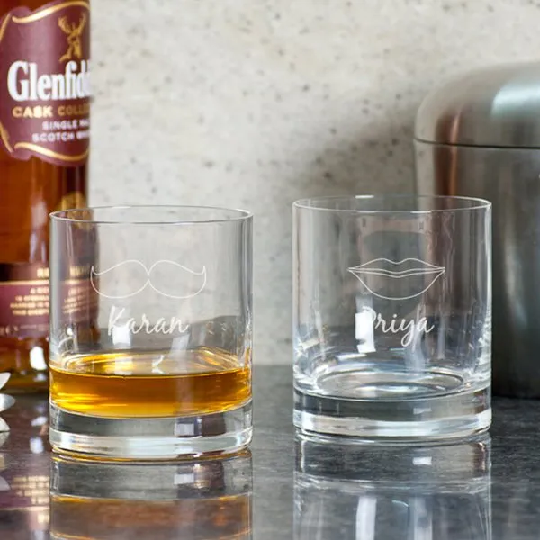 His and Hers Personalized Whisky Glasses - SET of 2