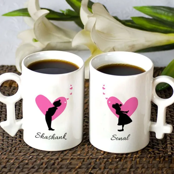 Two Hearts Personalized Couple Mugs