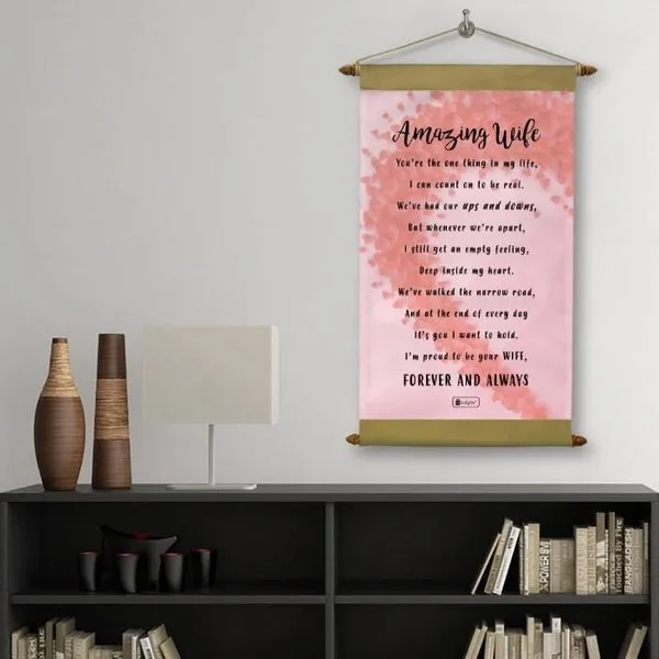 Wife Special Amazing Wife Printed Pink Scroll Card