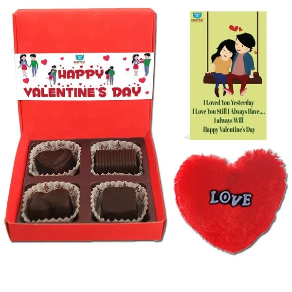Chocolate Gift Box with V-Day Card & Fur Heart For Valentine