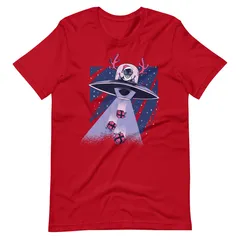 Alien Santa Spaceship Christmas Gift Boxes T-shirt for Women