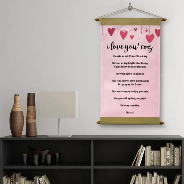 I Love You Printed Pink Scroll Card For Valentines Day