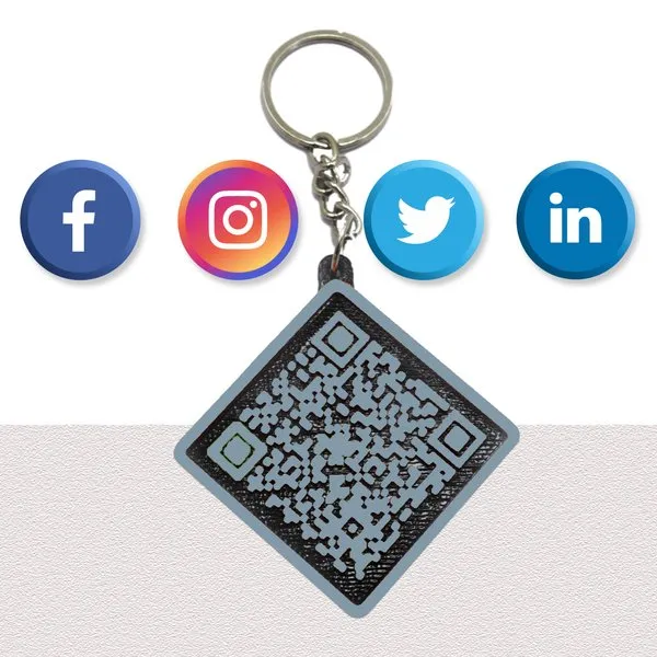 Social Profile QR keychain - Linkedin | Instagram | Facebook | Twitter