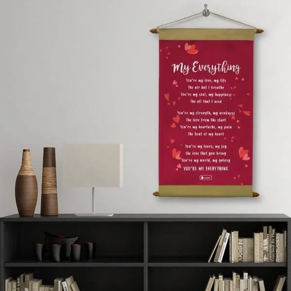 My Everything Printed Pink Scroll Card Valentine Gift For Boyfriend