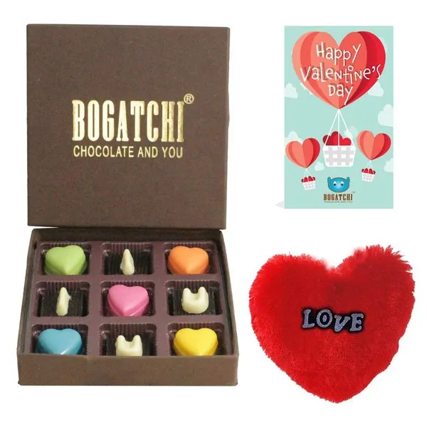 Chocolates Gift Love Box for Wife with V-Day Card & Fur Heart For Valentine