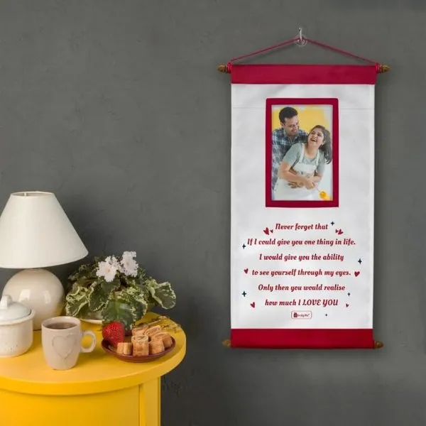 Message Scroll Card With Photo Pocket For Valentine