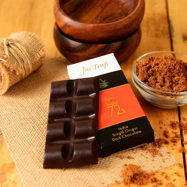Artisanal 72% Palm Sugar Dark Chocolate Bar, Set Of 2