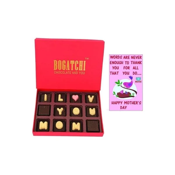 Mothers Day Special Luv U MoM Chocolate Box, 12 pcs + Free Mother's Day Card + Free Furr Heart