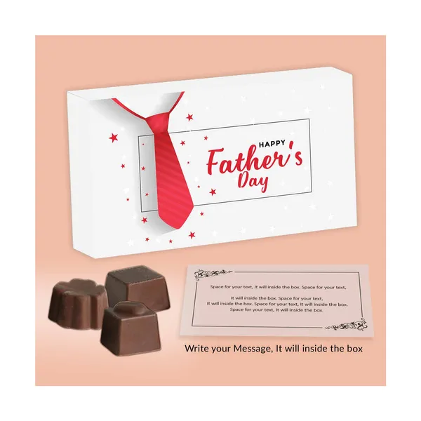 Red Tie & Stars Printed Father's Day Customised Chocolate Gift Box
