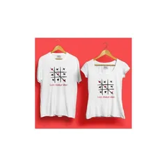 Love Always Wins Round Neck Half Sleeves Couple T-Shirt (White)
