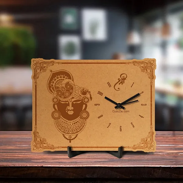 Shreenath Ji Engraved Table Clock