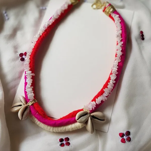 Pink Effect Thread Necklace