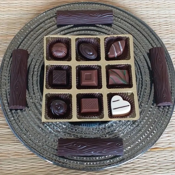 Classic Chocolates and Logs Glass Platter