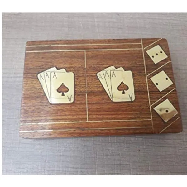 Playing Cards Set of 2 in Handmade Wooden Storage Box