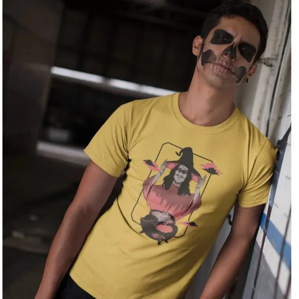 Cooking Witch Halloween Yellow Men's T-shirt