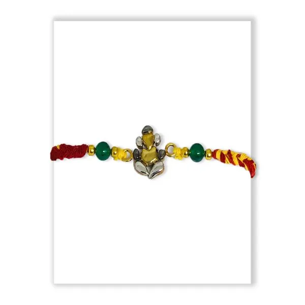 Modern Ganesh Divine Silver Rakhi