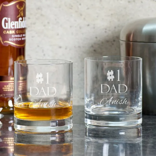 No 1 Dad Personalized Whisky Glasses - SET of 2