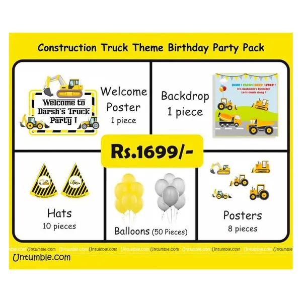 Construction Truck Theme Mini Party Pack