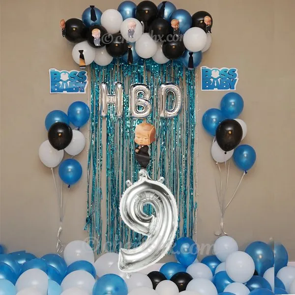 Boss Baby Kids Theme 9th Birthday Balloon Decoration