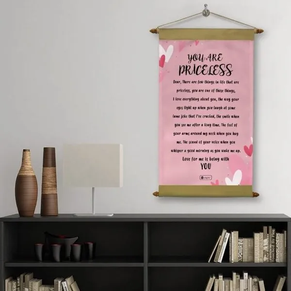 You Are Priceless Printed Pink Scroll Card Valentines Day Gifts For Girlfriend