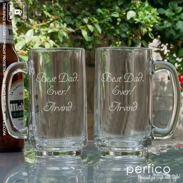 Best Dad Ever Personalized Beer Mugs ( SET of 2 )